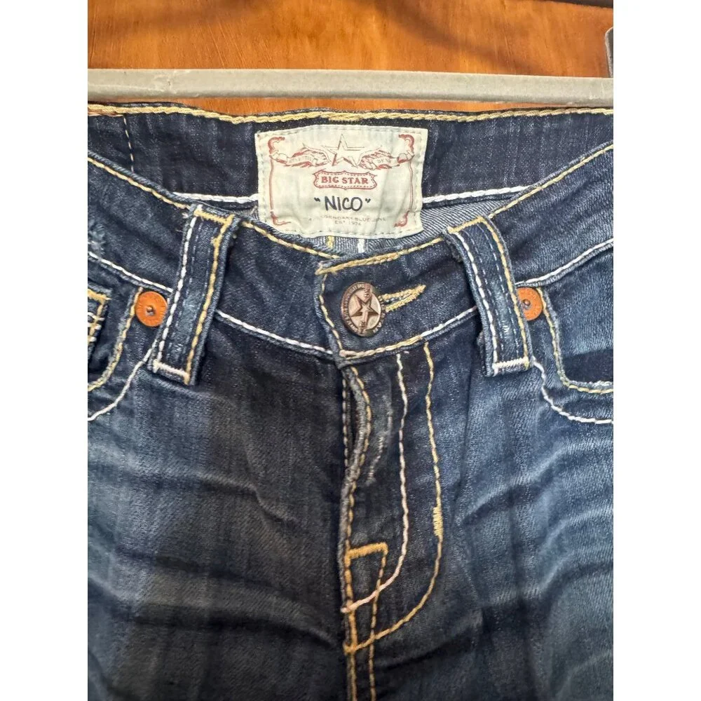 Big Star "Nico" Dark Wash Straight Leg Womens Jeans Size 27L - Picture 3 of 6